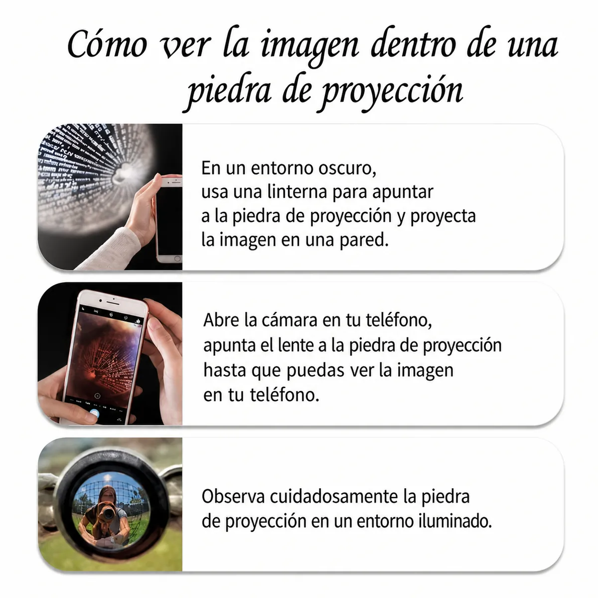 Cómo ver la imagen dentro de la piedra de proyección
